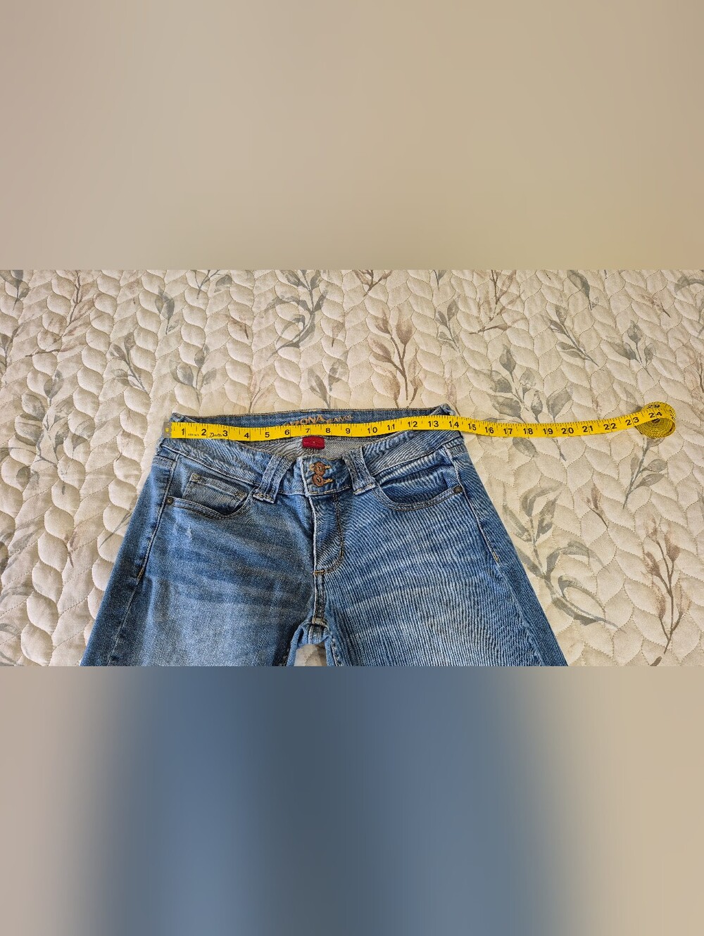 Junior's Light Blue Cropped Cuffed with Subtle Fade - Picture 3 of 6